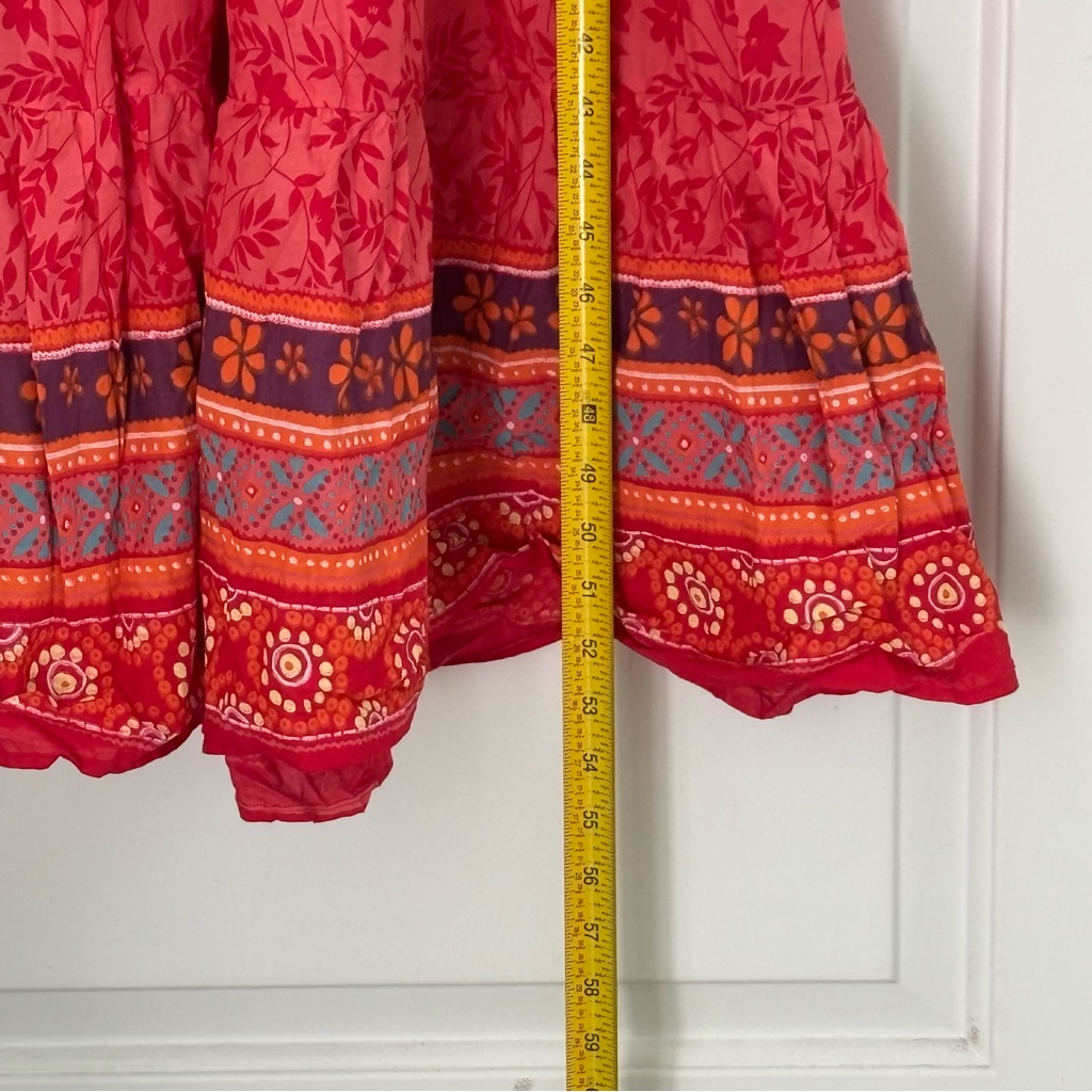 Nwt Angie Red Bohemian Hippie V-Neck Maxi Dress Tie Shoulders — image 3 of 8